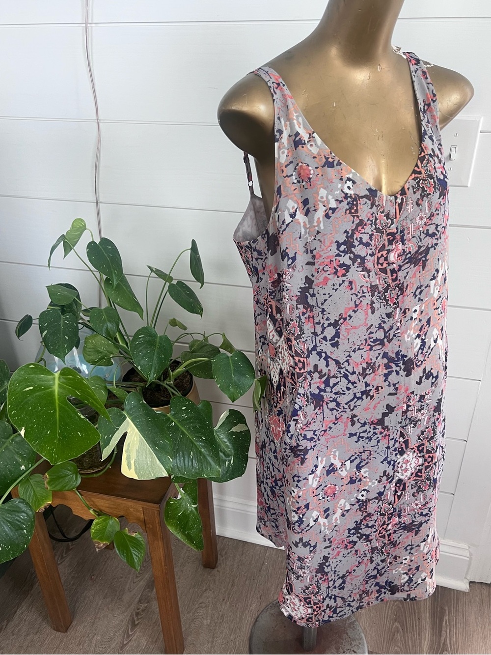 CAbi Gray Top with Pink Detail